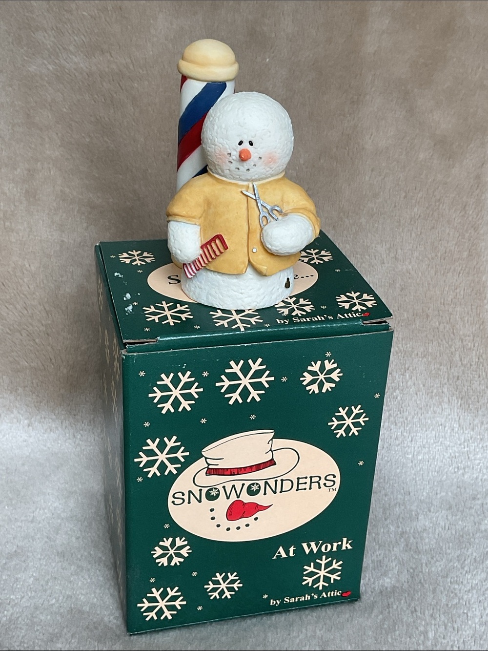 Snowbonders 'At Work' Barber Snowman Figurine by Snowonders